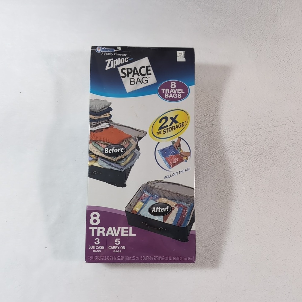 SC Johnson Ziploc Space Bag 8 Travel Bags 3 Suit Case Bags 5 Carry On Bags